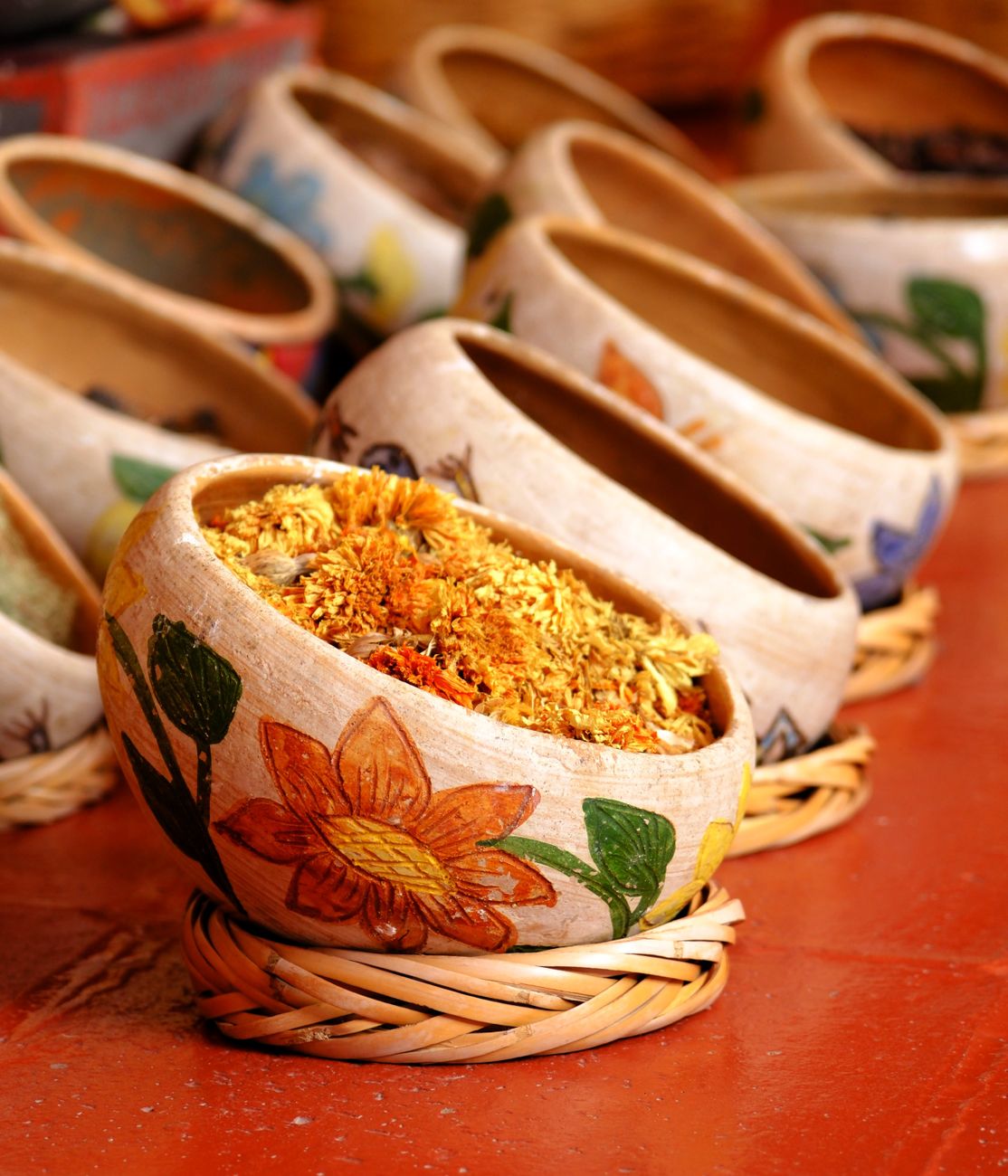 Clay pottery in market